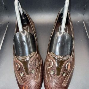 Size 36.5 EU - Tod’s (Italy) Round Toe Brown Embossed Flat Shoe, No Box, Flawed